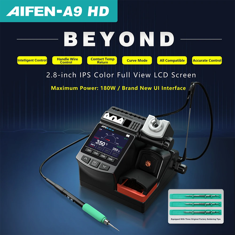 AIFEN A9HD 180W Power การประสาน สถานีเหล็กเหมาะสําหรับอิเล็กทรอนิกส์เชื่อมด้วย C210 C245 Solder Iron Handle soldering station 1
