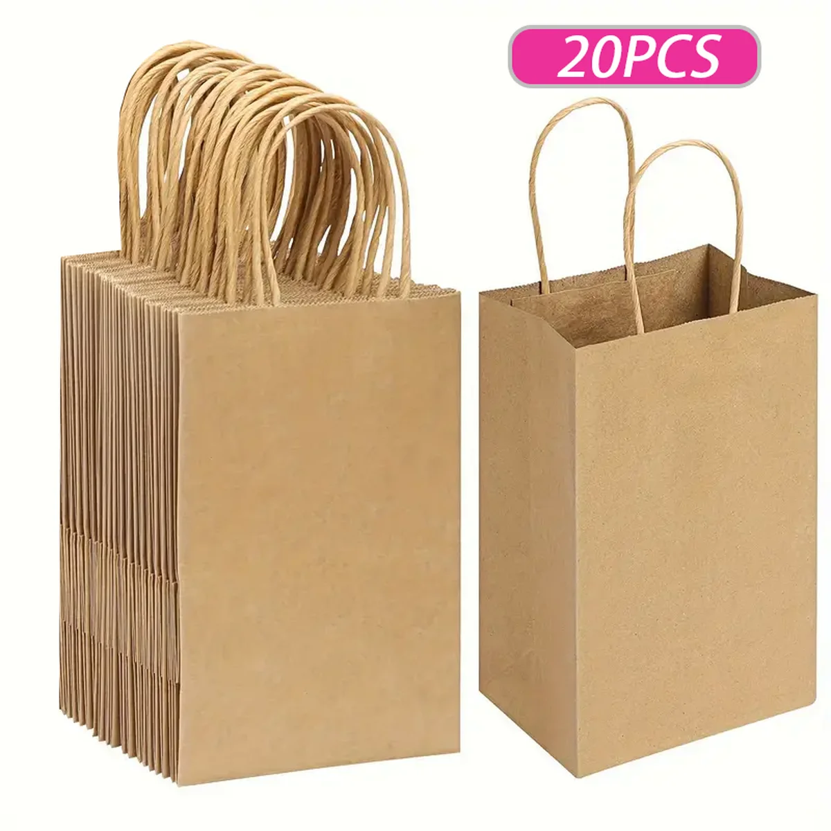 Small Gift Bags, 5.25 X 3.75 X 8 Inches, Brown Kraft Paper Bags, Loose Retail Bags With Handles, Suitable For Small Businesses,