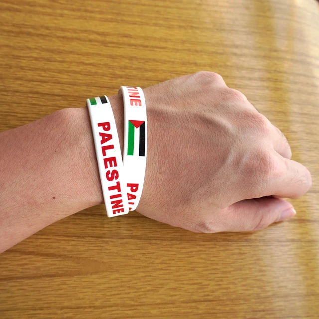 Bracelet En Silicone Drapeau Palestinien - Caoutchouc Sportif, Couleurs Vives, Taille Unique