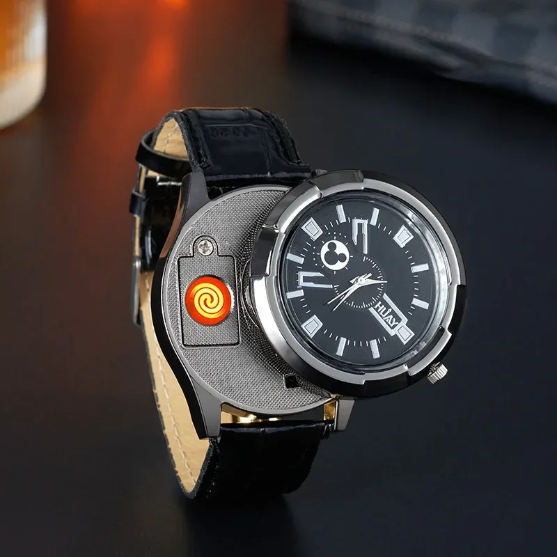 Description Picture 6 of itemBrand New Rechargeable Metal Watch Lighter Cool Trend Tungsten Filament Cigarette Lighter Men's Gift Cigarette Accessories