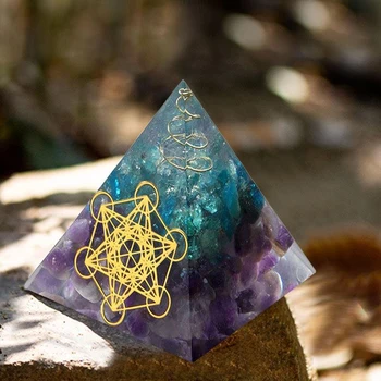 Orgonite Seven Chakra Energy Pyramid Aura Divination Supplies Yoga Meditation Ornaments Resin Craft EMF Protection Lucky Stone 1