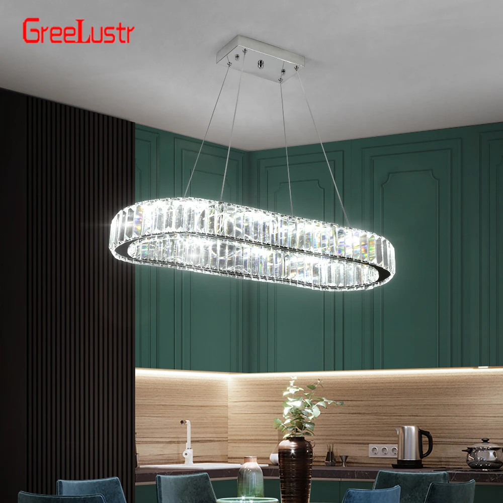 Crystal Oval Desig Led Chandelier led chandelier ceiling chandelier Modern Large Crystal Pendant Hanging Light Fixtures For Living Room Bedroom Ceiling Lustres