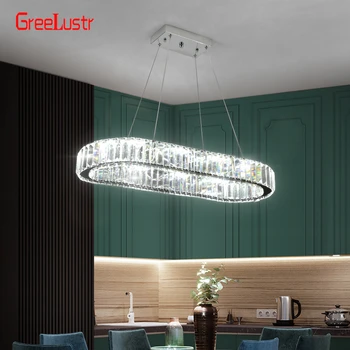 Crystal Oval Desig Led Chandelier Modern Large Crystal Pendant Hanging Light Fixtures For Living Room Bedroom Ceiling Lustres 2