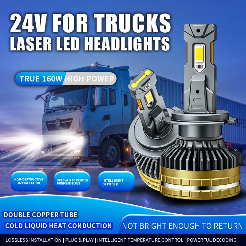 

24V Power Truck Headlight 160W H7 H1 H4 H3 9005 HB3 9006 HB4 9012 LED HEADLIGHT BULB CANBUS LED TRUCK LIGHT 6000K 2pcs