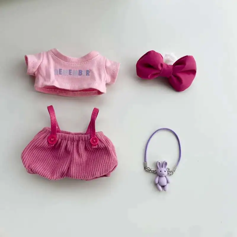 Labubu V1/V2 Doll Clothes: 15/17CM Original Macaron Plush Outfit & Hair Accessories