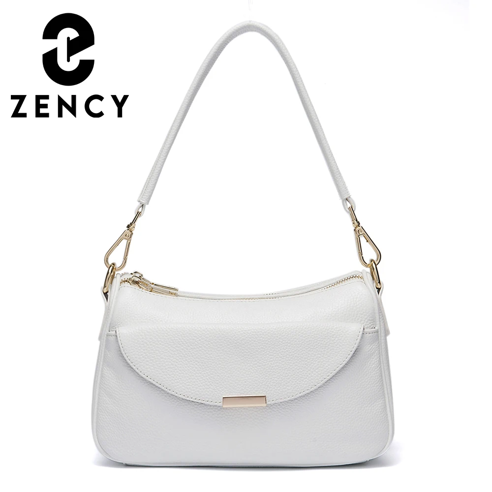 Zency Vrouwen Schoudertas 100 Echt Leer Mode Zomer Witte Kleine Tas