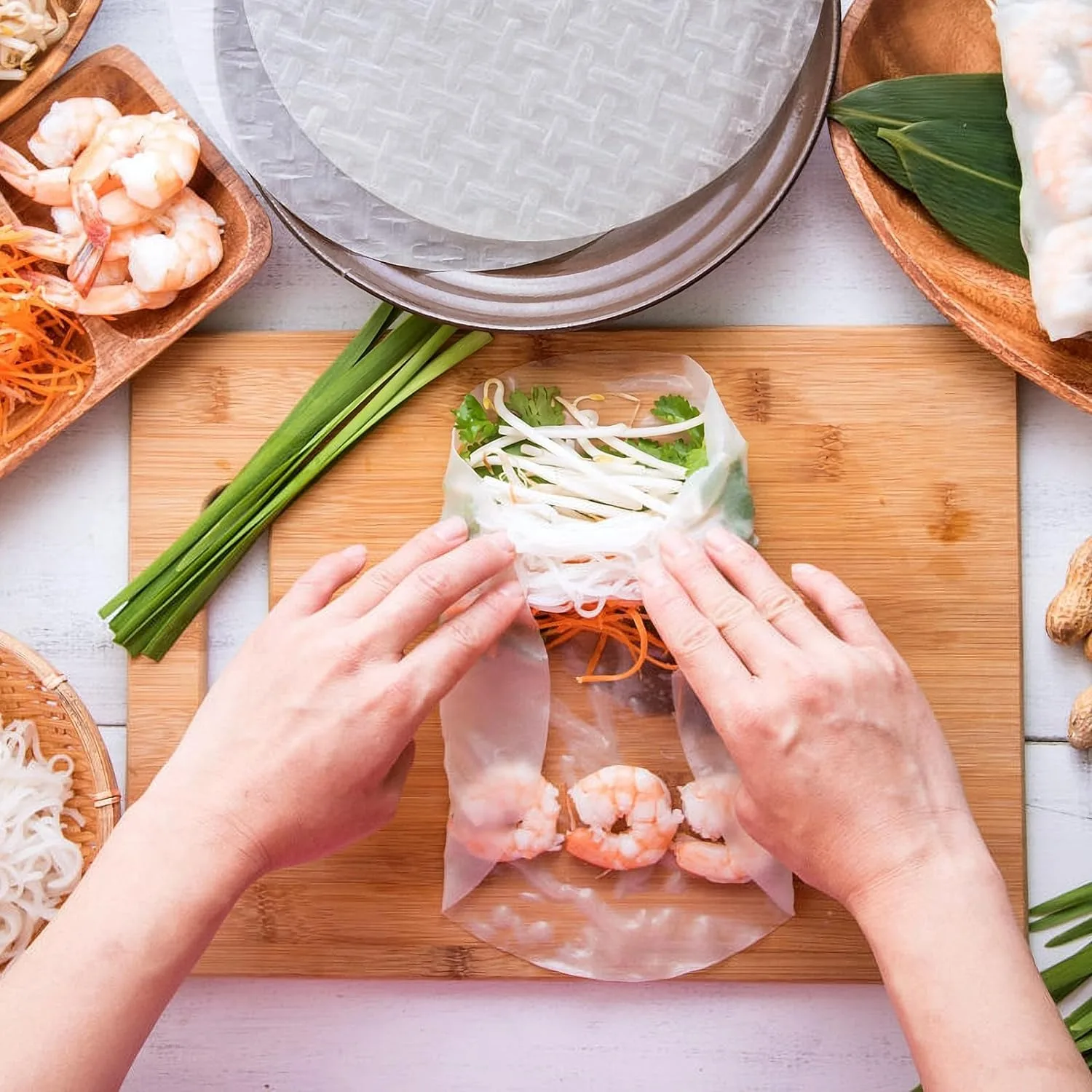NEW High-end Rice Paper Wrappers Spring Roll Water Bow Vietnamese Pie Crust BoxRice Paper Water Holder Creative Kitchen Tools 3