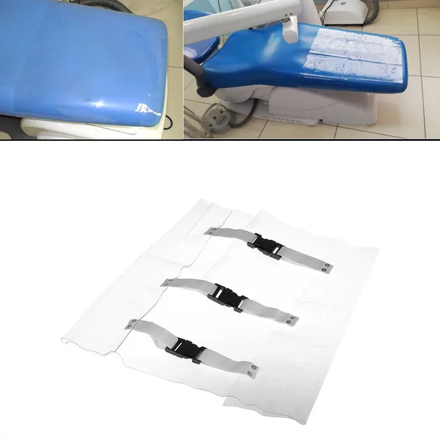 Dental Chair Seat Foot Pad Dental Mat Cushion Unit Dustproof Cover Plastic Clear Protector Tool With Elastic Bands Clinic Supply