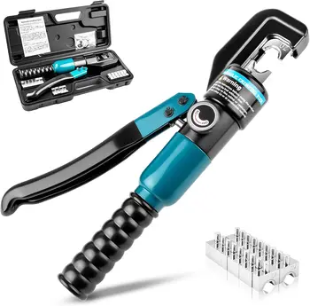 6-Ton Hydraulic Crimping Tool with 9 Pairs of Dies for 12 AWG to 2/0 Battery Cable Lug Terminal & Wire Rope Crimper 1