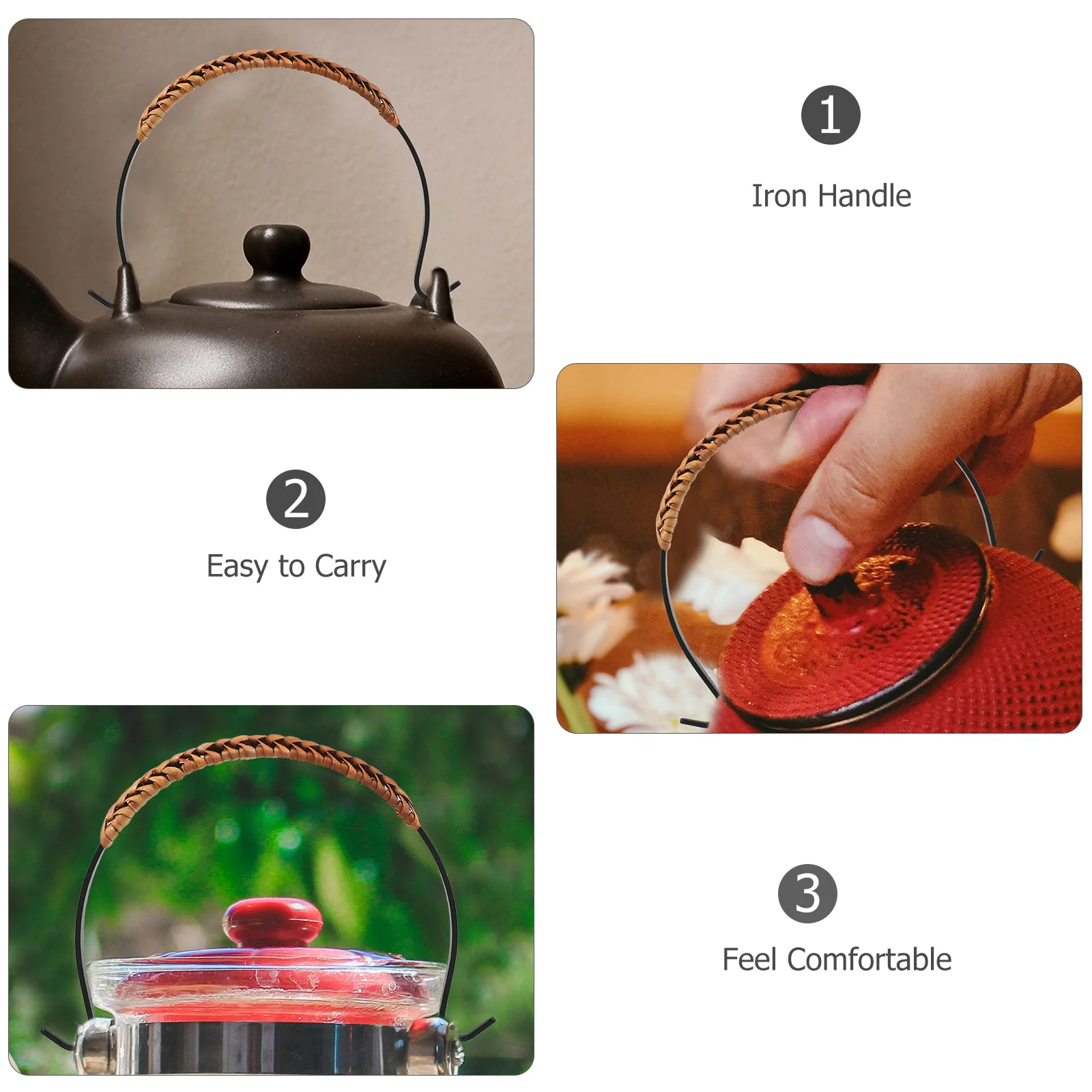 Compact Ergonomic Anti Scald Teapot Handle Wear Resistant Kettle Grip Daily Use Teapot Accessories Kitchen Dining Bar Sets Retro