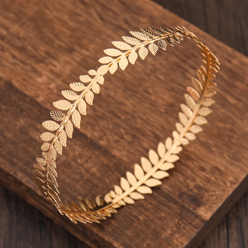 Round hair band baroque vintage golden olive leaves tiaras crown bridal wedding headdress hair accessories
