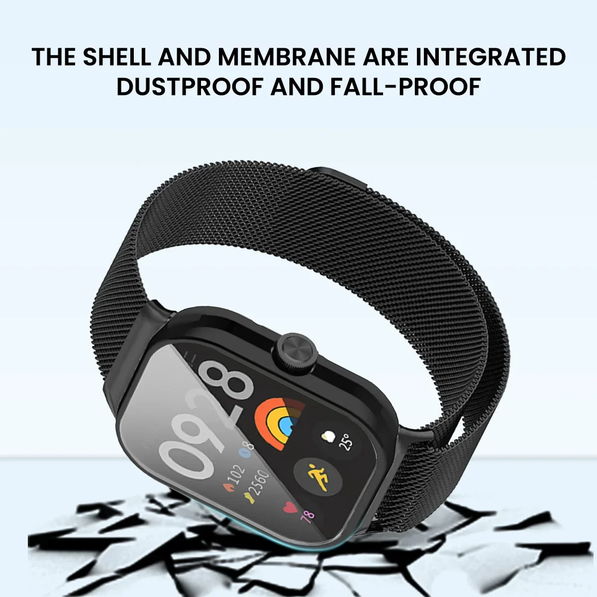 Elegant Metal Strap with TPU Soft Case Screen Protector for Xiaomi Redmi Watch 4 - Milanese Magnetic Watchband Replacement