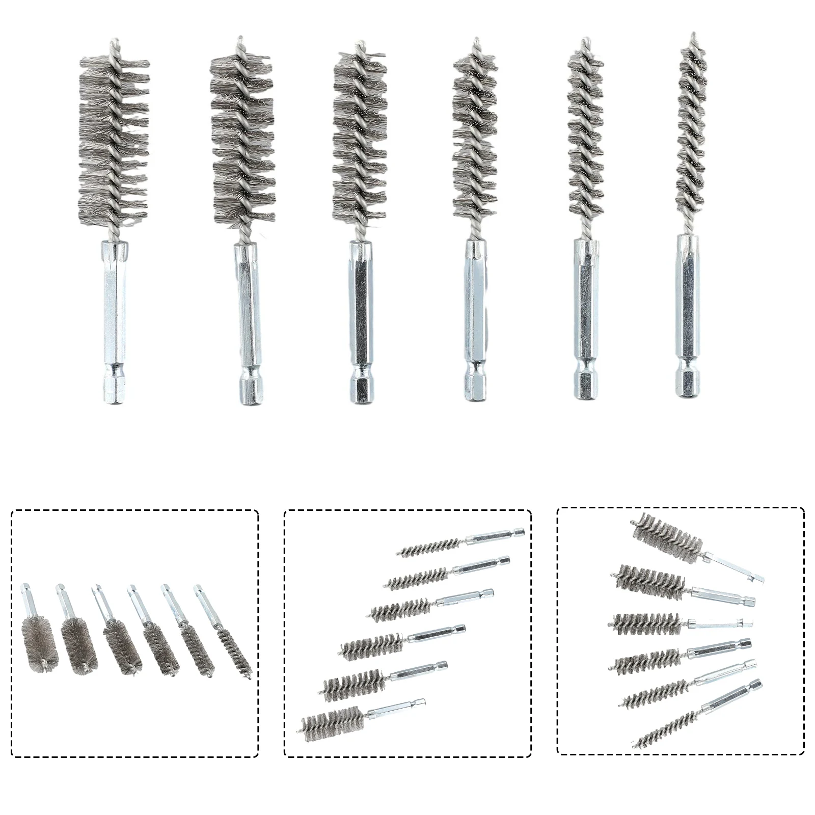 Drilling Brushes Stainless Steel Cleaning Brushes For Electric Drill Impact Tool Cleaning 6Pcs