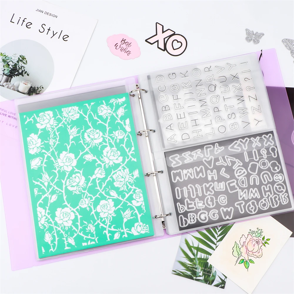 A4 Die Storage Book Binder Page Protectors Pockets Inserts Organizer Magnet Sheet for Diy Die and Stamp Craft Supplies Organizer