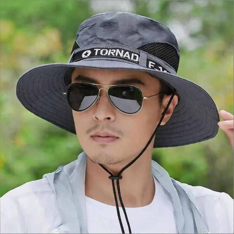 바람에 강한 넓은 챙 어부 모자 야외 낚시 하이킹 등산 선물용 야외 낚시 모자