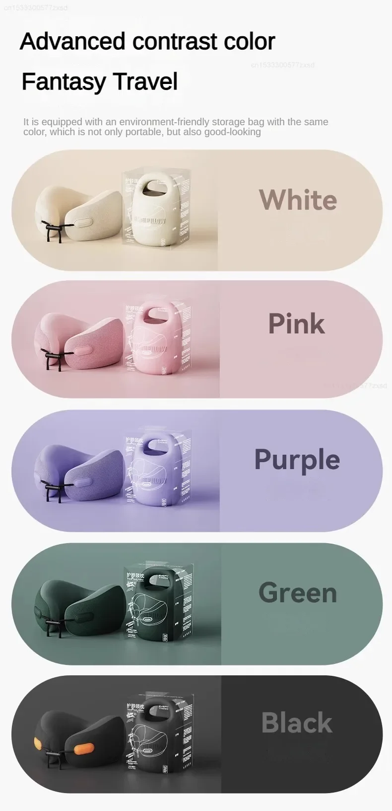 Xiaomi EVERYTHINK Travel U-shaped Pillow Memory Sponge Chin Neck Support description image 12