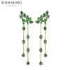 YUXINTOME 1 PC 925 en argent Sterling aiguille d'oreille coloré Zircon chaîne gland boucles d'oreilles pour les femmes deux trous boucle d'oreille bijoux A45
