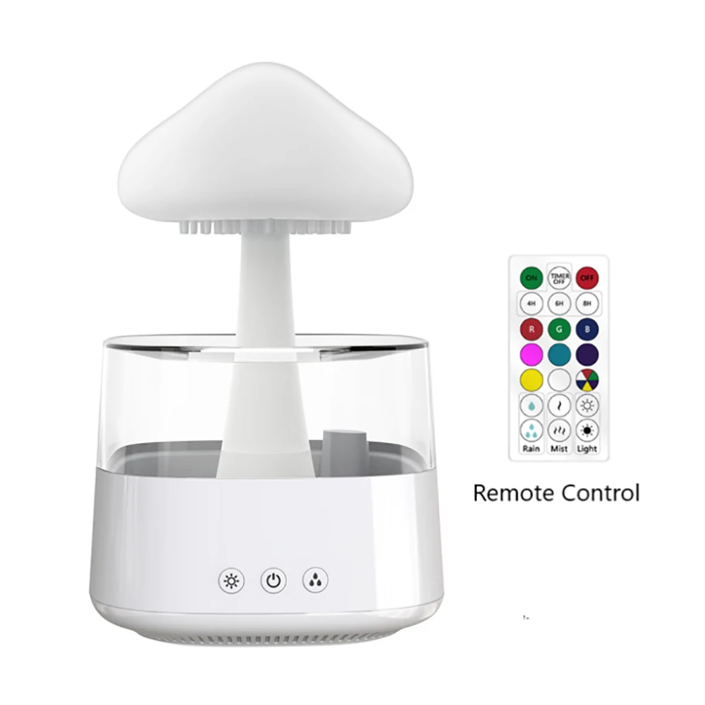 Mushroom Rain Air Humidifier Electric Aroma Diffuser Wood Grain Cloud Atomizer Aromatherapy Machine with Colorful night Light