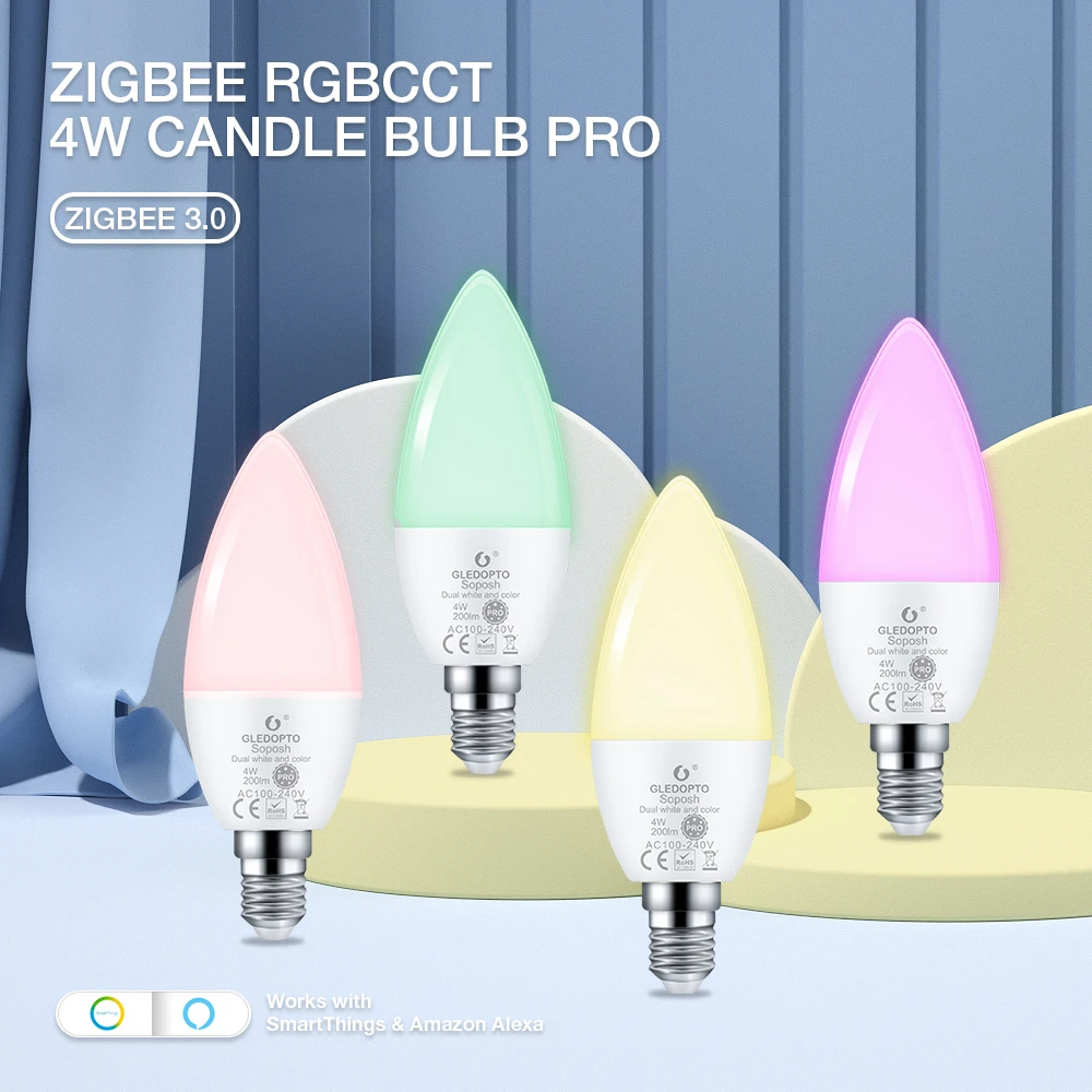 

Умная лампа Zigbee3.0 Gledopto, регулируемая яркость, лампа для дома, 4 Вт, голосовое управление через приложение Echo Alexa