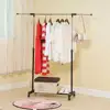 Garment Storage Rack Height Adjustable Save Space Stainless-Steel Freestanding Shoes Clothes Laundry Drying Rack With Wheels 2