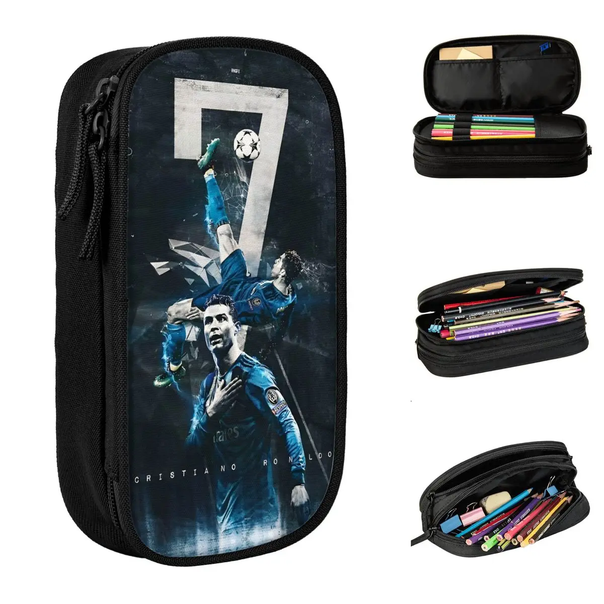 Pencil Case Cr7 Football Soccer Cristianos Pen Box Bag Girls Boys Big Capacity Office Gifts