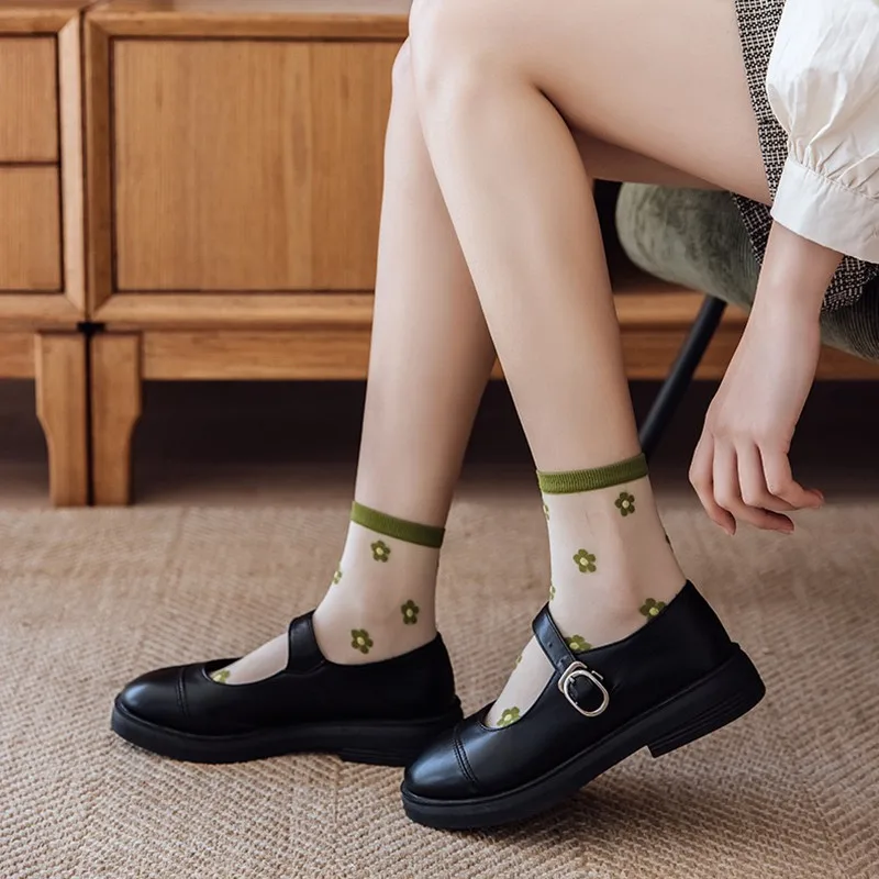 Medium Length Socks Mid Tube Socks Midlength Socks Medium Tube Socks Womens Socks Women Socks 5 Pairs Colorful Summer Transparent Lace Fruits Women Tulle Socks Middle Tube