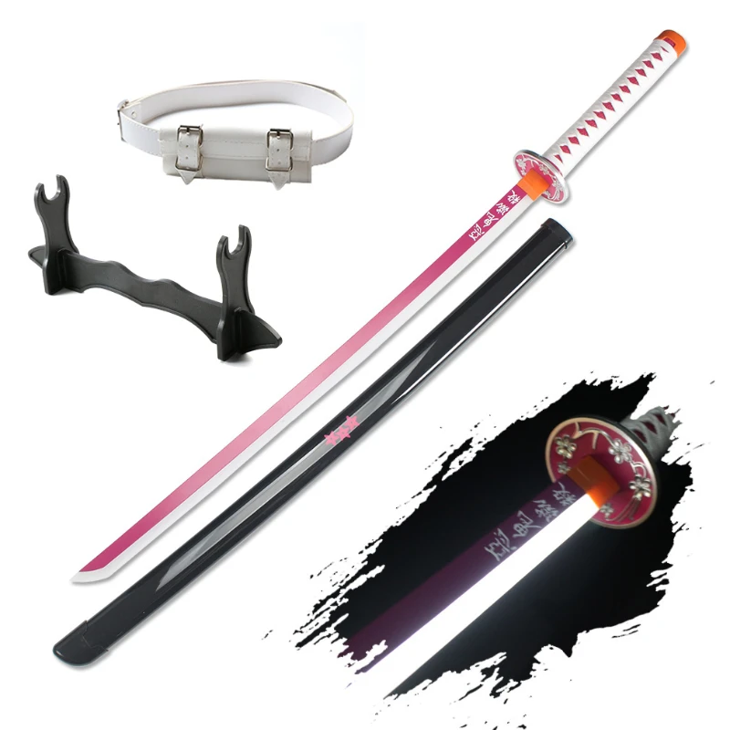 Demon Slayer Katana Light up Cosplay Toy Sword  104cm /41" Halloween Gift Tsuyuri Kanao  Kokushibou with Belt and Sword Holder 6