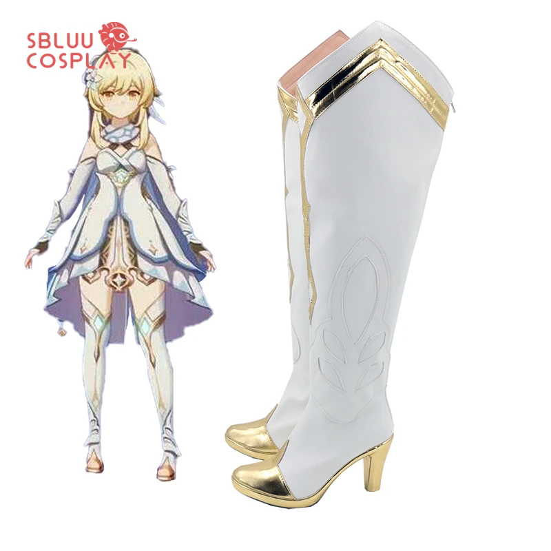 Genshin Impact Traveller Lumine Cosplay Shoes Made Boots Halloween Carnival cosplay shoes