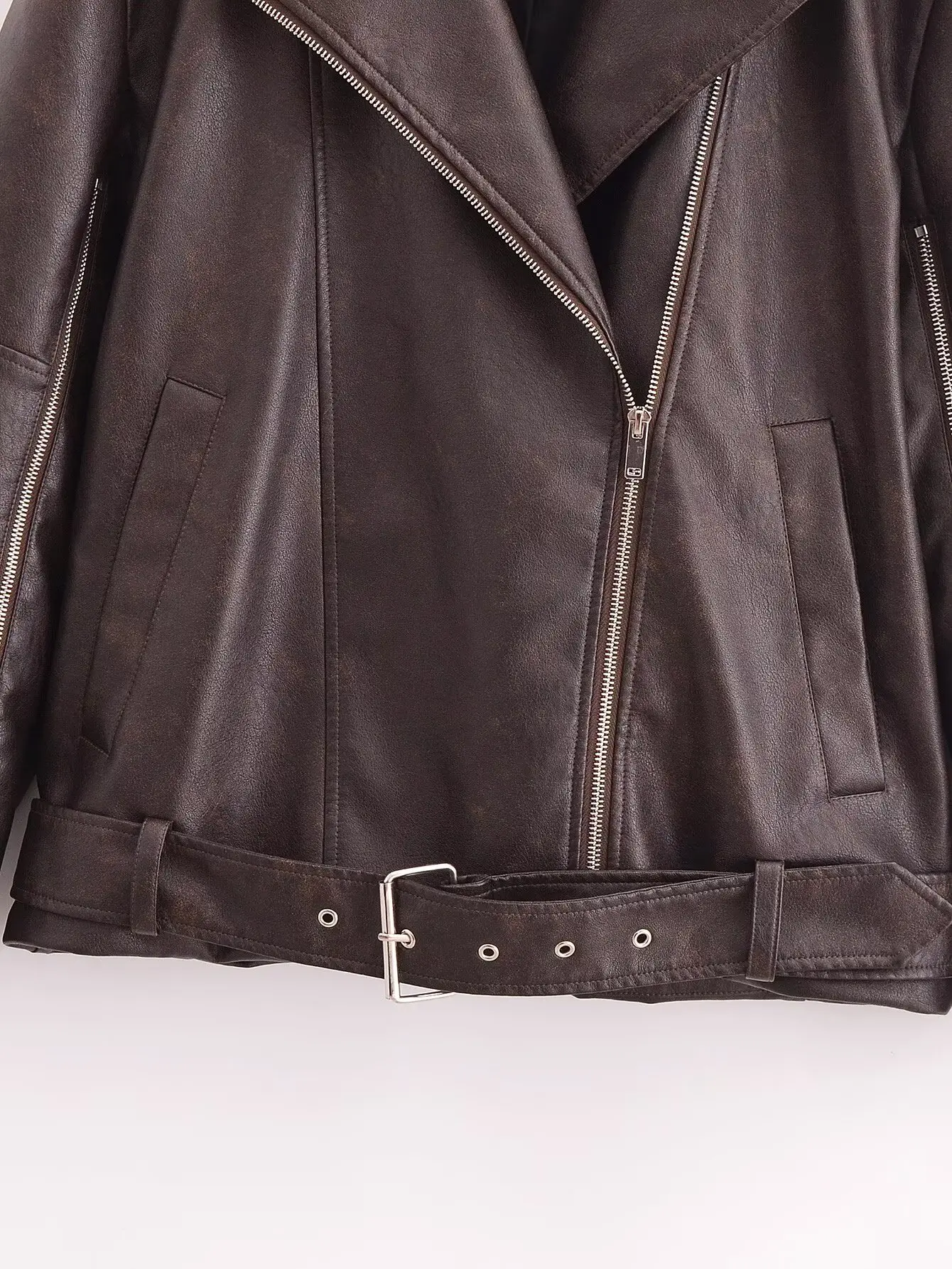 Leather Jackets Faux Coat Women's Outwear Solid Long Sleeve Tops Streetwear Fashion inszart Casual Loose Coat 2024 Woman Jacket