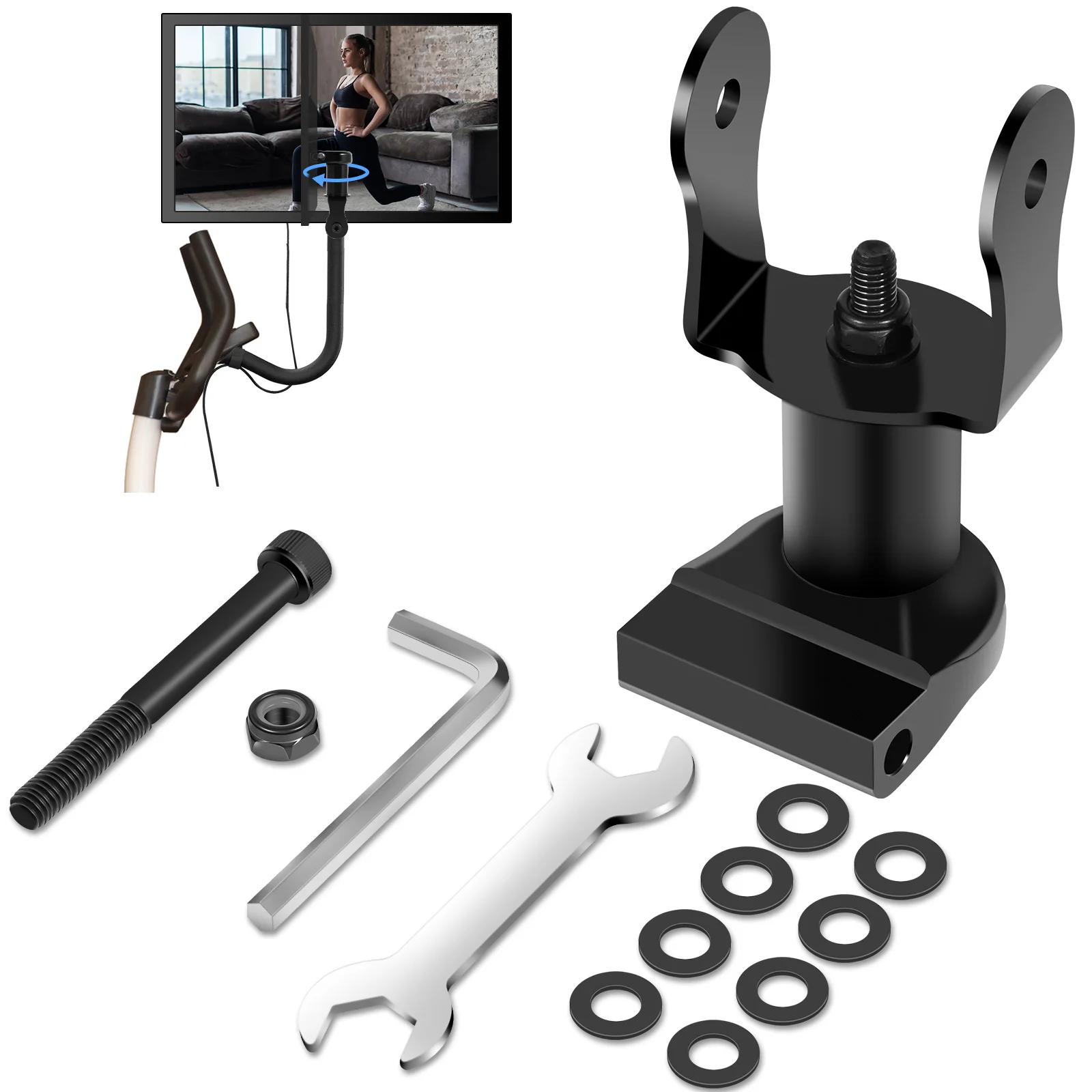 

Gym Bike Screen Swivel Mount 360º Rotating Movement Monitor Adjuster Stainless Steel Bike Screen Swivel Arm Pivot Rustproof