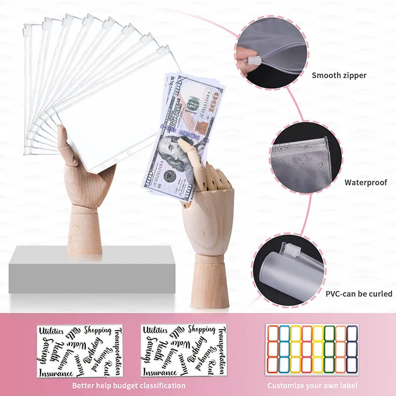 New Budget Plan Notebook A6 Cash Envelope Saving Money 6 Holes Binder for Financial Management A6 Loose-leaf Notebook Binder 6