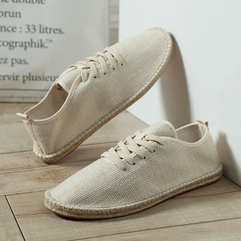 

Espadrilles For Men 2023 Summer New Linen Men's Casual Shoes Handmade Weaving Fisherman Shoes Fashion Flats Shoes Large Size 47