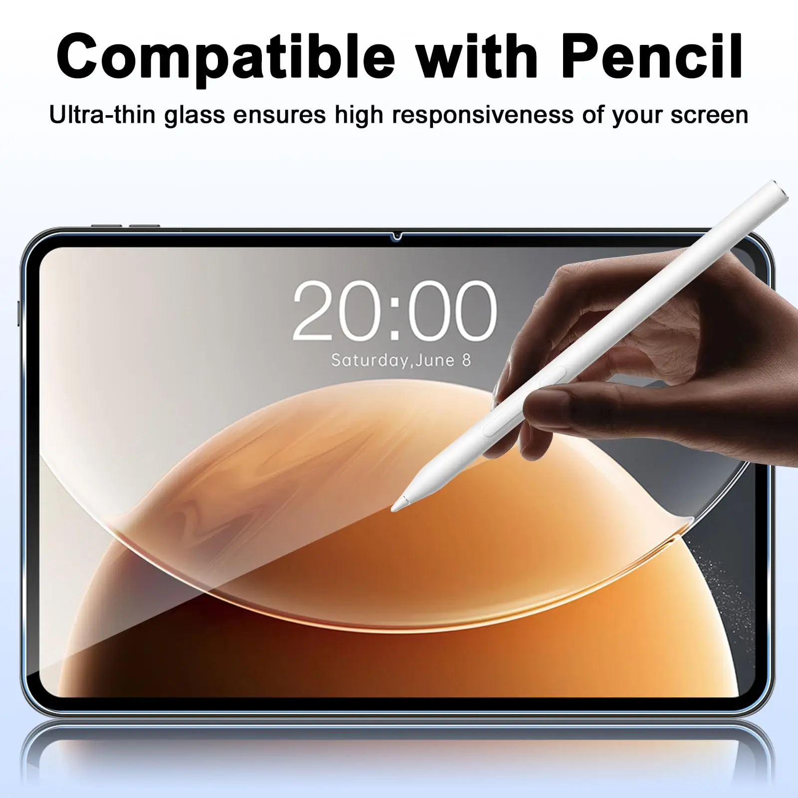 Enhanced Tablet Screen Protector - 13.4 HD Clear Tempered Glass, 9H Hardness, Anti-Scratch, Anti-Fall