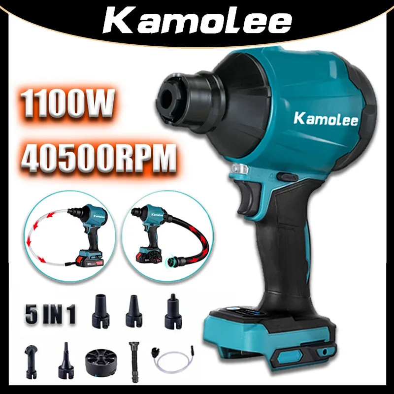 KAMOLEE Air Blower 1100W, 40500RPM Cordless Multifunction Rechargeable Dust Blower Inflator Vacuum Apply 18V 21V Battery