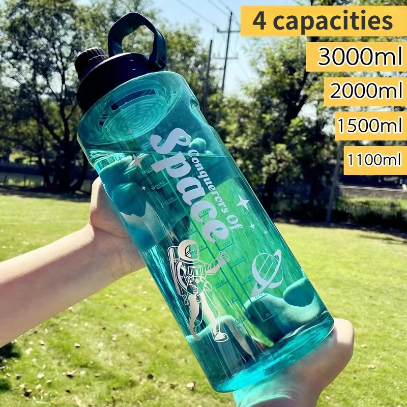 1.1/1.5/2/3L Large Capacity BPA Free Plastic Portable Outdoor Sports Bicycle Water Bottle With Filter Fitness Jug