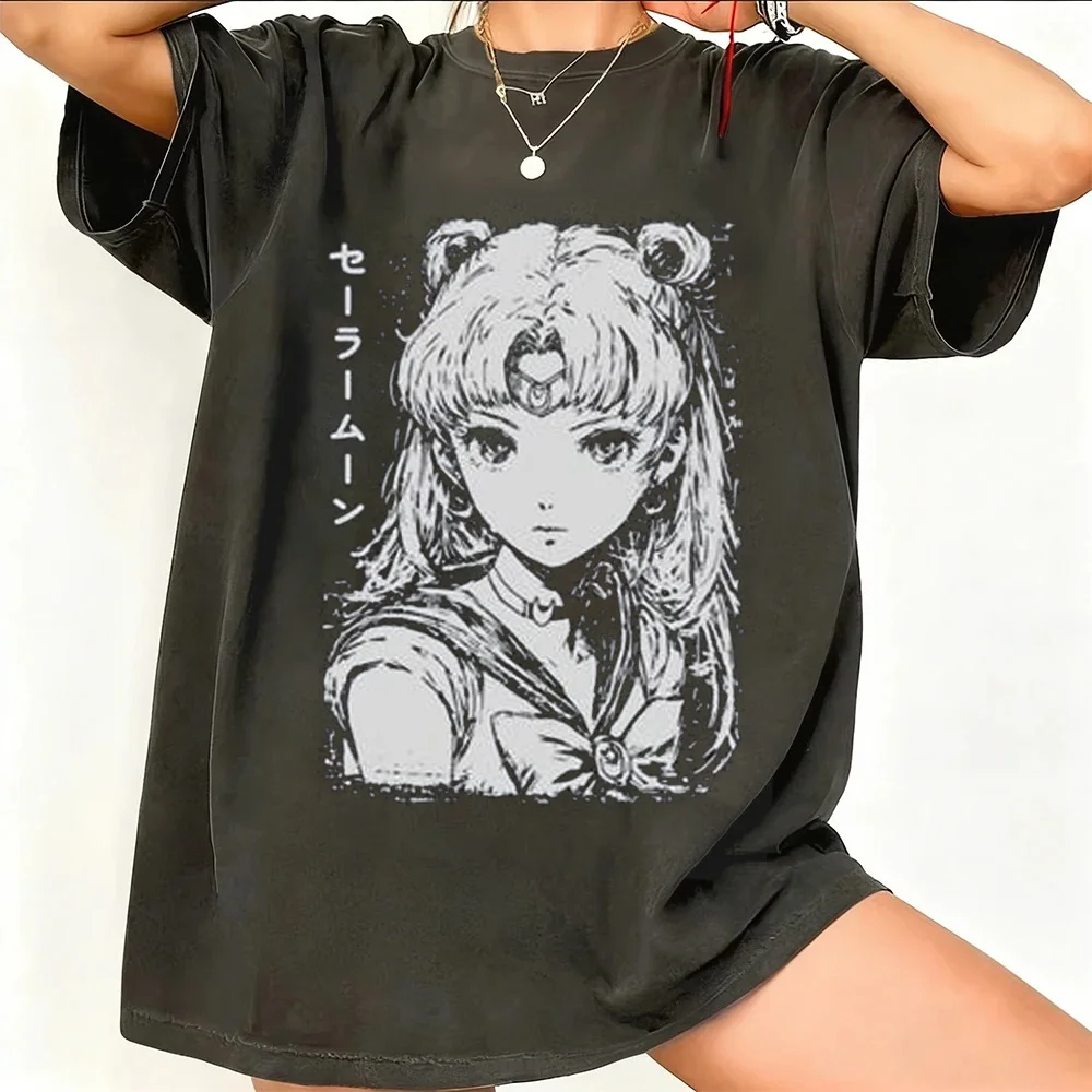 Retro 90s Anime Graphic Cotton Tee - Unisex Streetwear Casual Trend Shirt