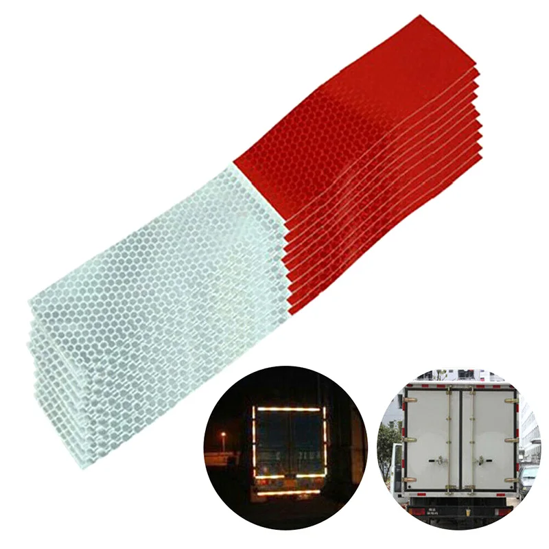 Car Truck Reflective Safety Tape 10Pcs Warning Night Light Waterproof Trailer Reflector Sticker