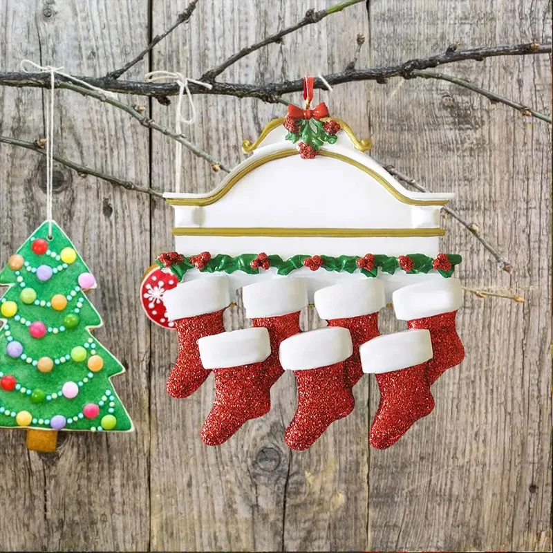 New DIY Personalised Christmas Xmas Tree Stocking Ornament Mantel Family Groups Holiday Decorations Natale Hanging Pendant