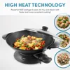 Electric Wok with Tempered Glass Lid Easy Clean Nonstick,Cooking Chopsticks,Tempura and Steaming Racks,Professional Model,Black 5
