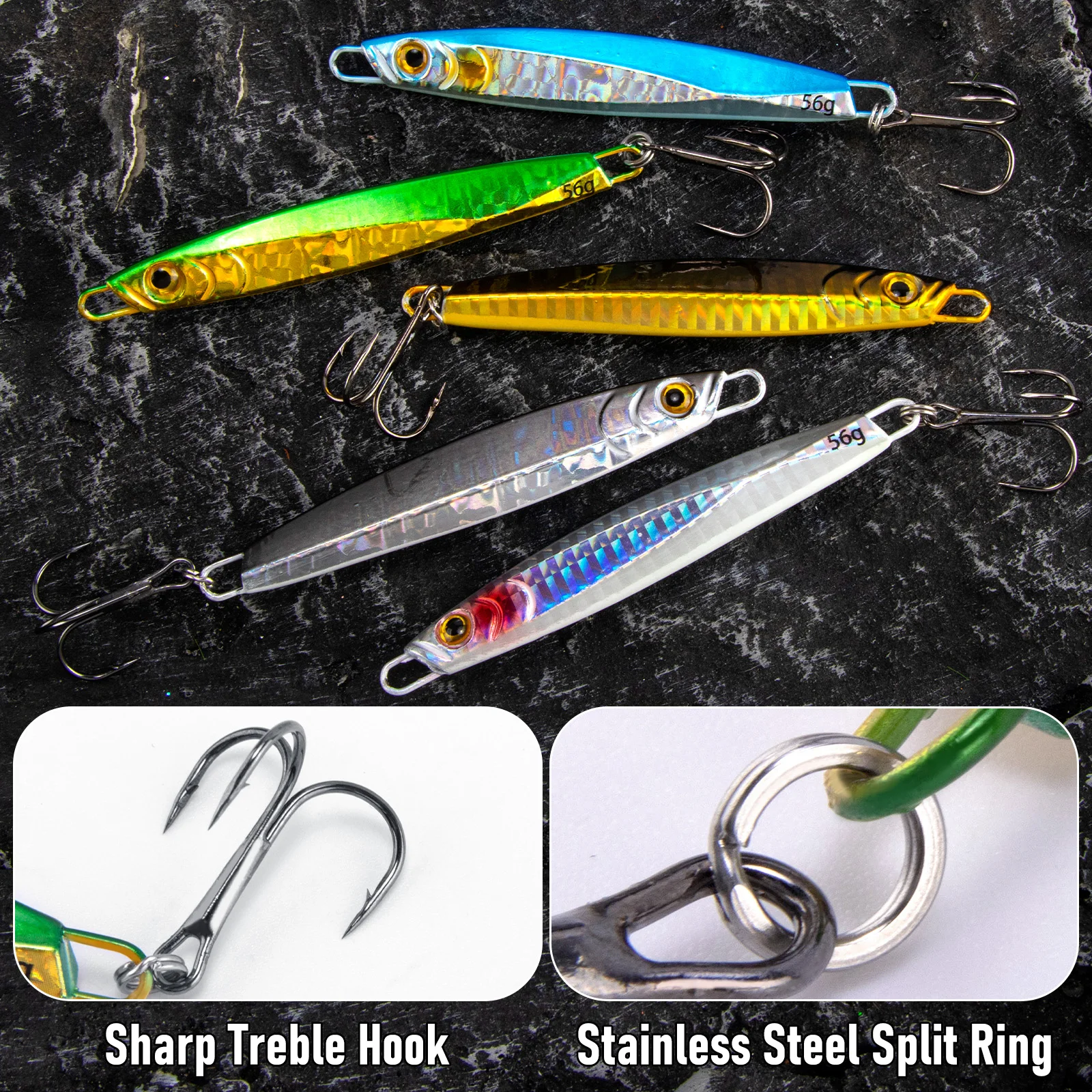 7-56 グラム海釣りルアーメタルジグスプーンルアーレーザーカラー