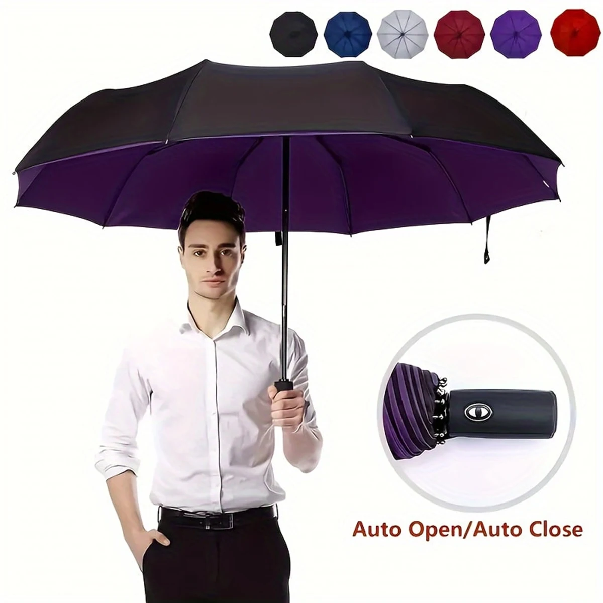 Windproof Double Layer Resistant Fully Automatic Rain Umbrella Men Women 10K Strong Luxury Business Large Parasol automatic umbrella wind resistant umbrella windproof umbrella