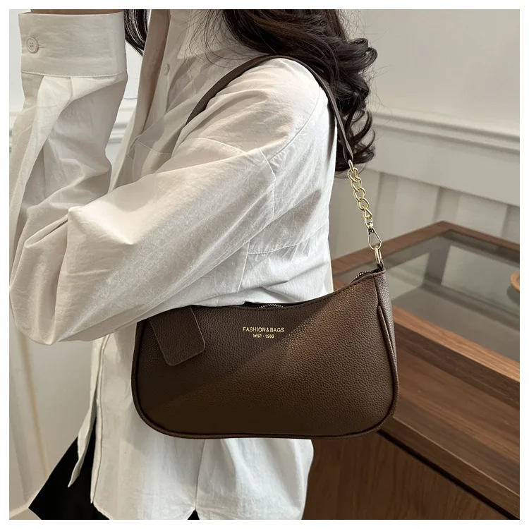 Fashion Classic Letter Graphic Design Solid Color PU Leather Crescent Y2K Underarm Shoulder Bags for Women's Tote Crossbody Bags