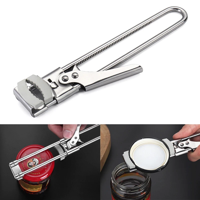 Adjustable Jar Opener Stainless Steel Camping Picnic Jam Bottle Cap Open  Tool Kitchen Anti-skid Save Effort Lid Opener