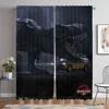 Jurassic Park Elegant Room Curtains for Camera Kitchen Curtains 2 Pieces Living Room Curtain Partition Halloween Decoration Home 1