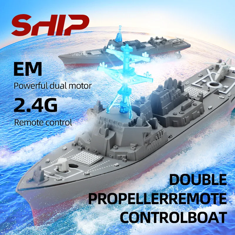 

RC Boat High-Speed Remote Control Ship Simulation Warship Model Waterproof Toy Mini Battleship Kids Toys for Boys Children Gift