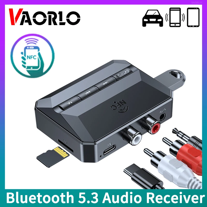 Bluetooth 5.3 Audio Receiver Nfc Wireless Adapter 3.5Mm Aux Rca R/L Usb U-Disk/Tf Card Play Hifi Stereo Lossless Music With Mic