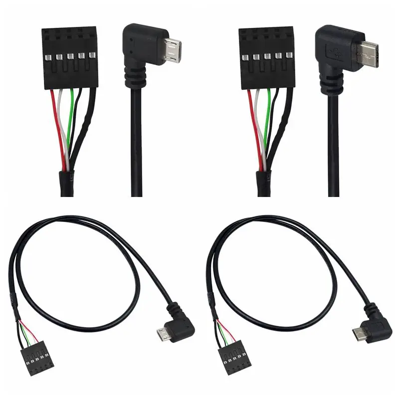 

USB 2.0 Micro 5Pin 90 Degree Left & Right Angled Male to 9Pin Female 2.54 USB Header PCB Motherboard Cable 0.5m