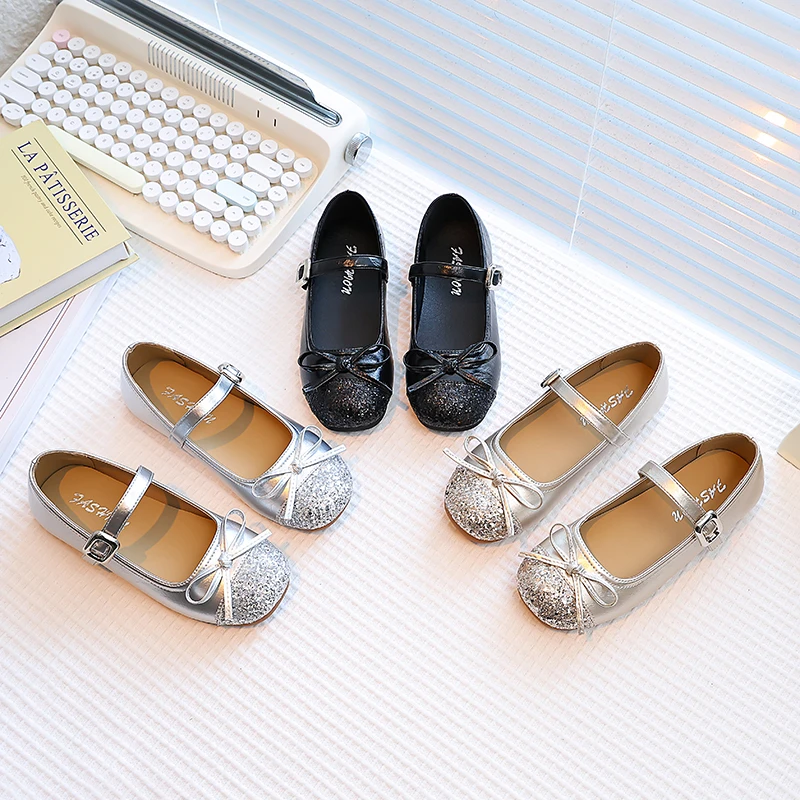 Leather Girls Ballet Flats Shoes for Autumn