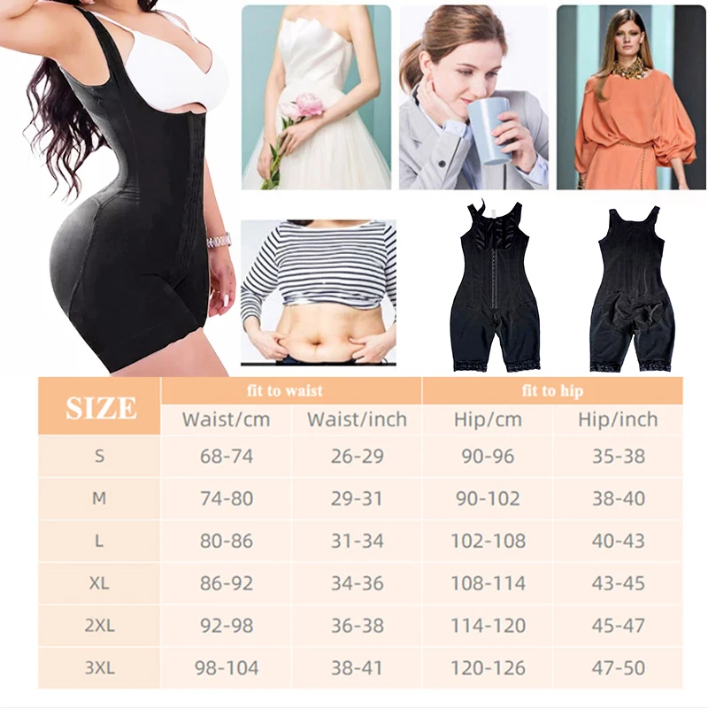 Full Body Shapewear Compression Girdle Fajas Colombian Corrective Underwear  Tummy Control Shaper Butt Lift Slim Corset Bodysuits