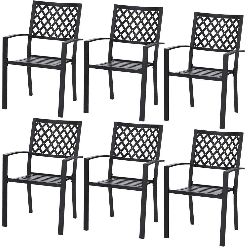 Wrought Iron Patio Outdoor Dining Chairs, Portable Black Outdoor Patio Chairs